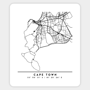 CAPE TOWN SOUTH AFRICA BLACK CITY STREET MAP ART Sticker